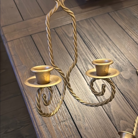 Pair of Gold Metal Wall Braided Candle Holders - Picture 5 of 8